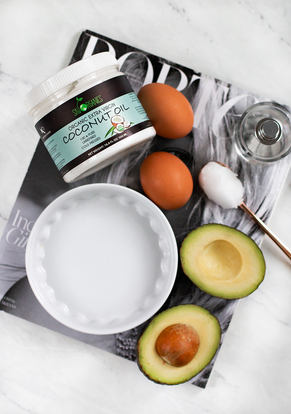 Avocado and coconut oil hair mask