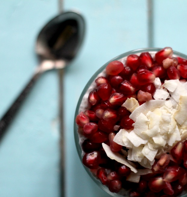 chia seed pudding with pomegranate