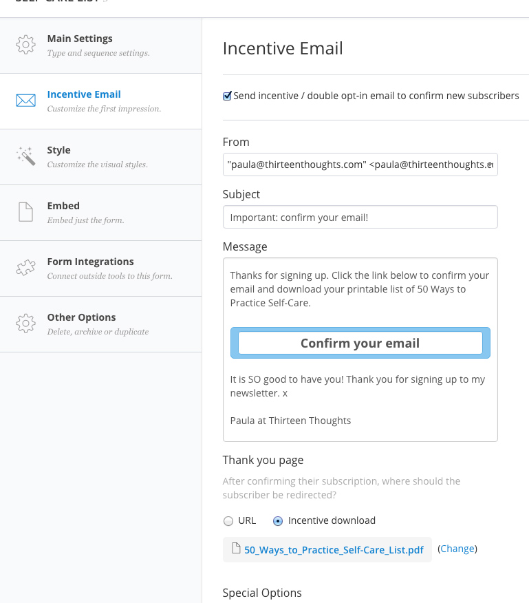 Creating an Incentive Email in ConvertKit