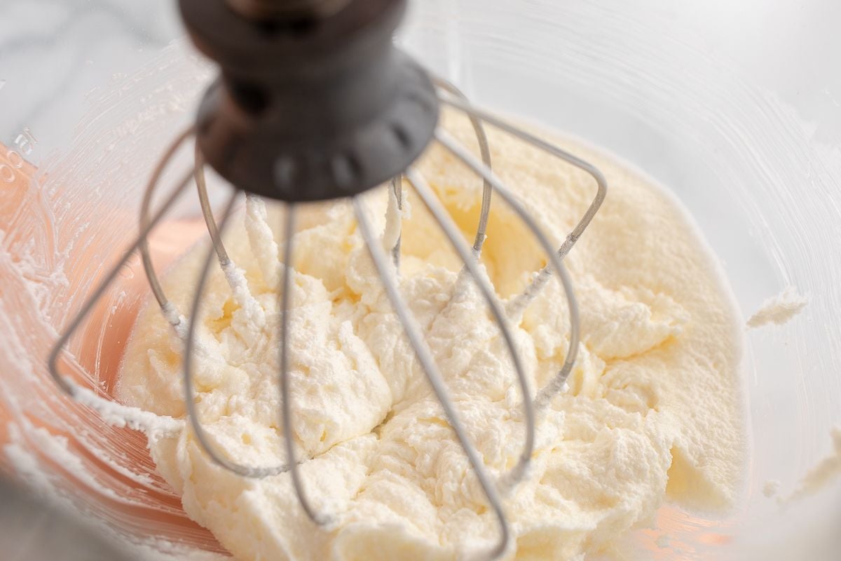 Sugar cookie dough in a mixing bowl