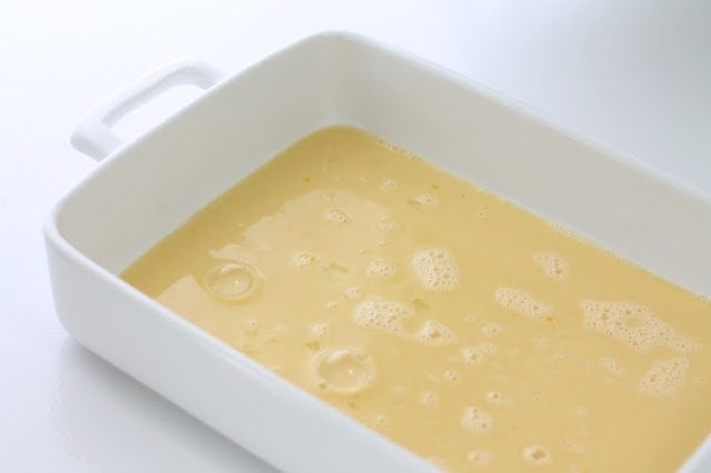 custard in baking dish