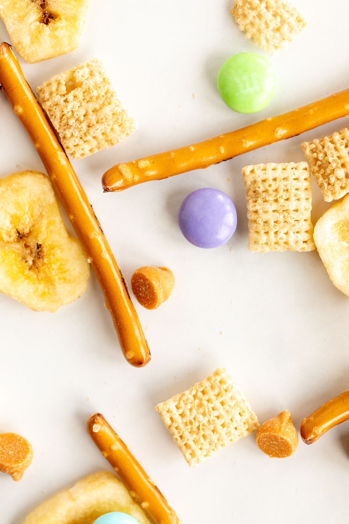 Trail mix without raisins on a white countertop