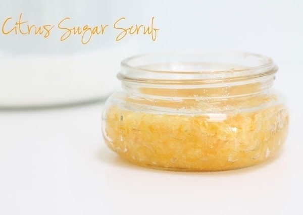 citrus sugar scrub in a jar