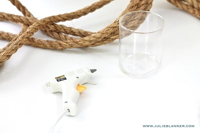 nautical rope glue gun and vase