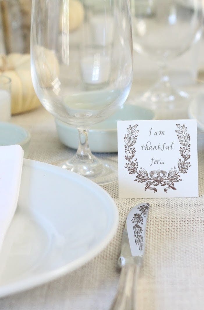 I'm thankful cards on beautiful Thanksgiving table 