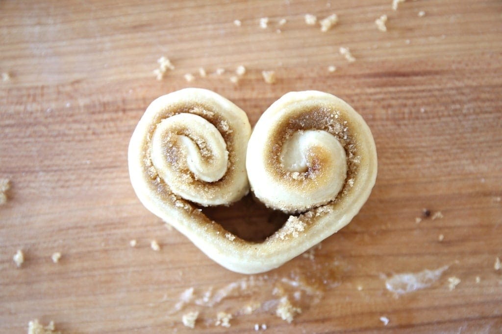 The dough shaped into a heart