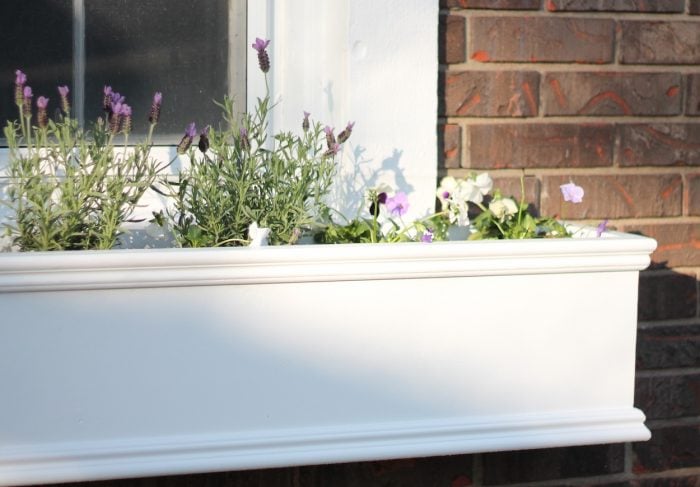 DIY window boxes hung on the house