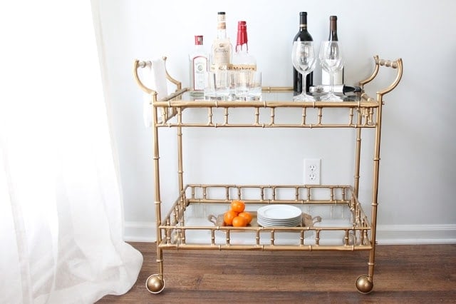 A gold Bar Cart