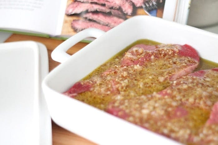 Barefoot Contessa's marinated steak before grilling