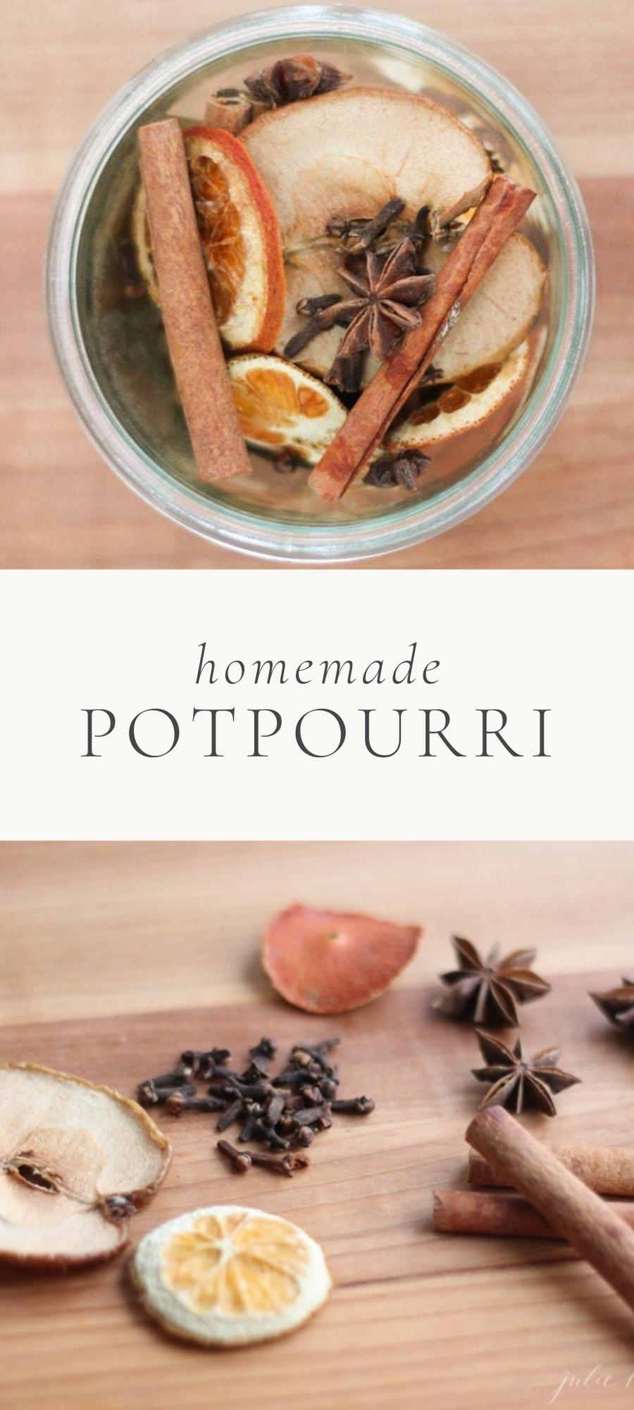 potpourri in clear jar and spread on table