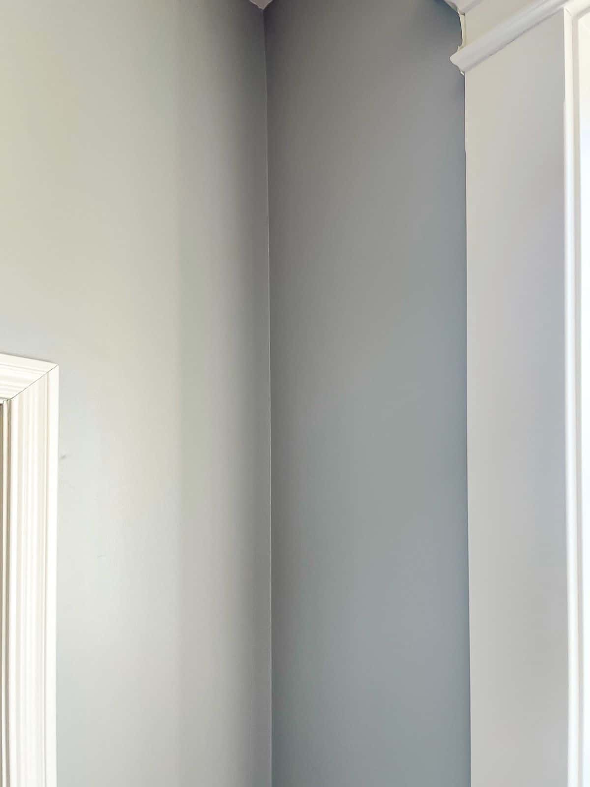 SW 7036 on the trim with a deeper blue gray color on surrounding walls.