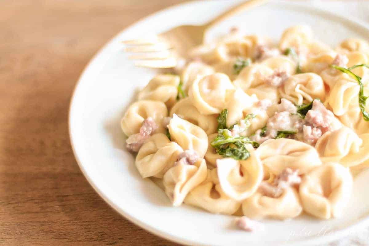 tortellacci on white plate