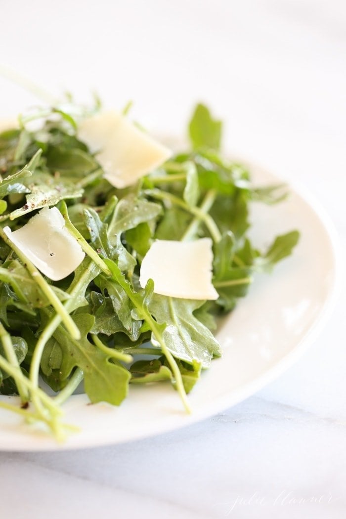 Close up of the cheese on the salad