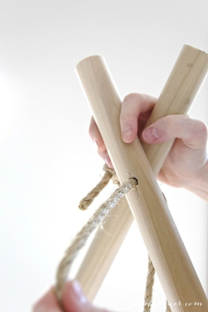 A teepee being put together