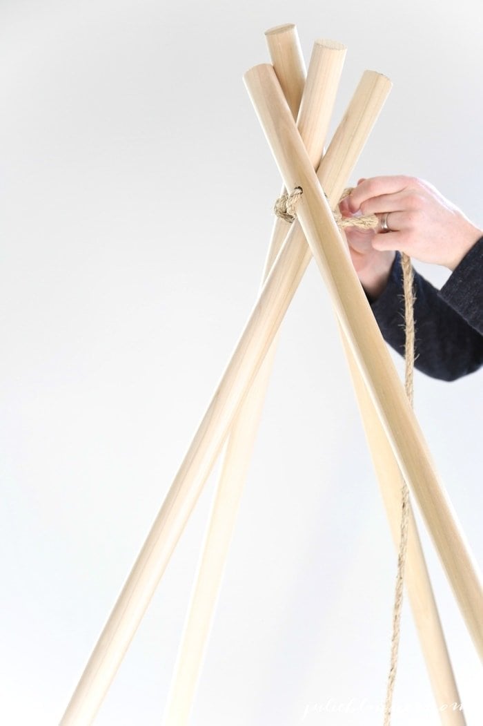 A teepee being put together