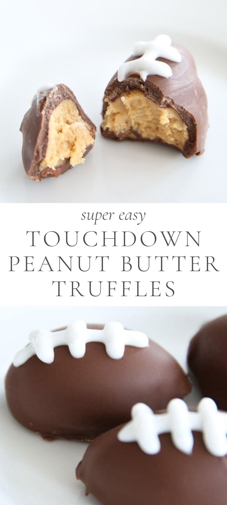 peanut butter truffles in the shape of footballs