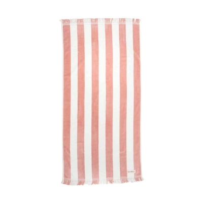 a pink striped beach towel