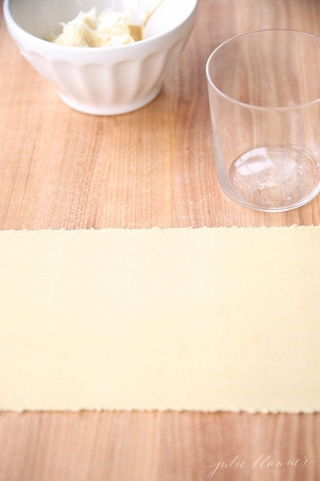 A sheet of homemade pasta dough