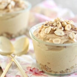 Peanut Butter Pie in a Jar with an oatmeal crust - gluten free dessert recipe