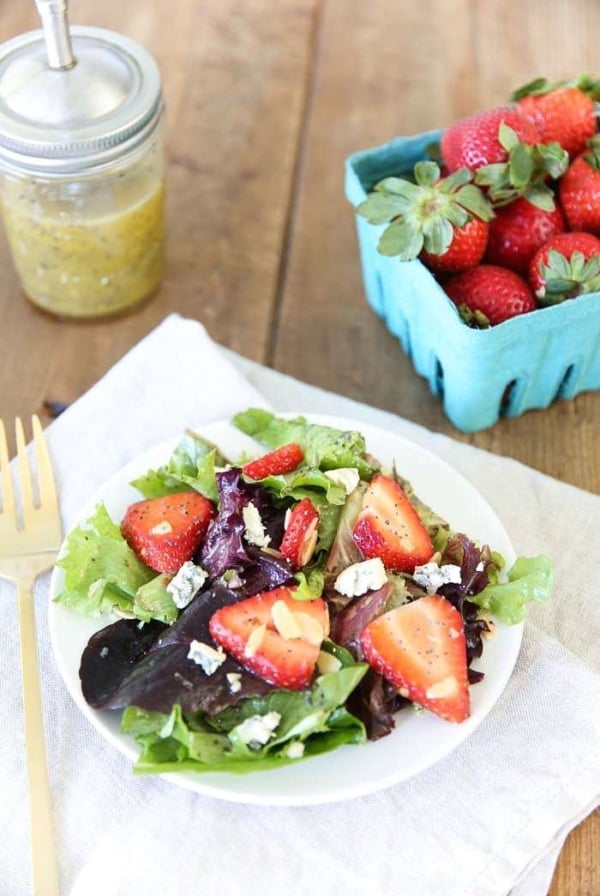 Strawberry salad with poppyseed vinaigrette