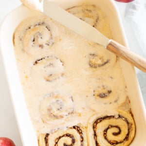 Apple cinnamon rolls baked with fresh apples.