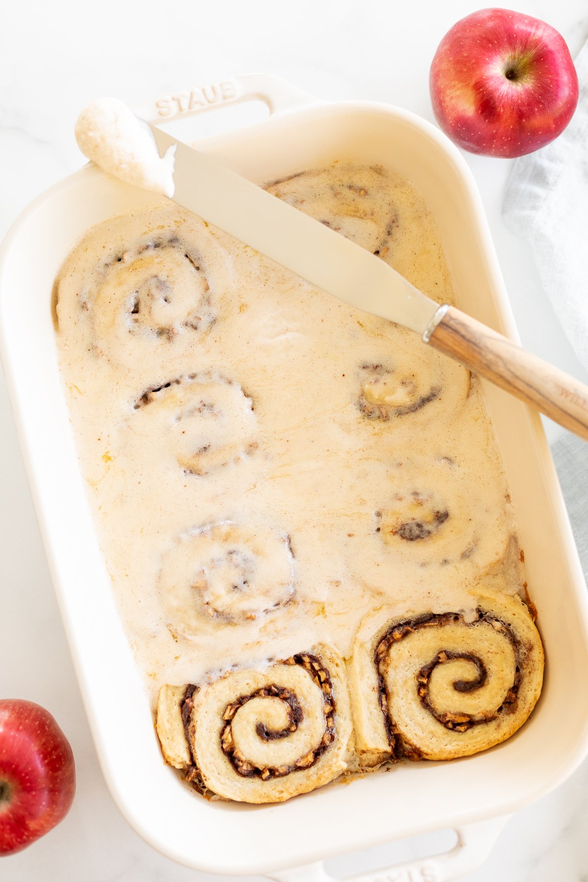 Apple cinnamon rolls baked with fresh apples.