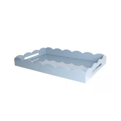a blue scalloped tray