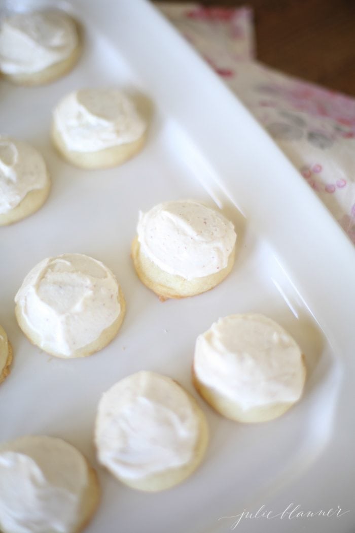 brown butter frosting on top of cookies