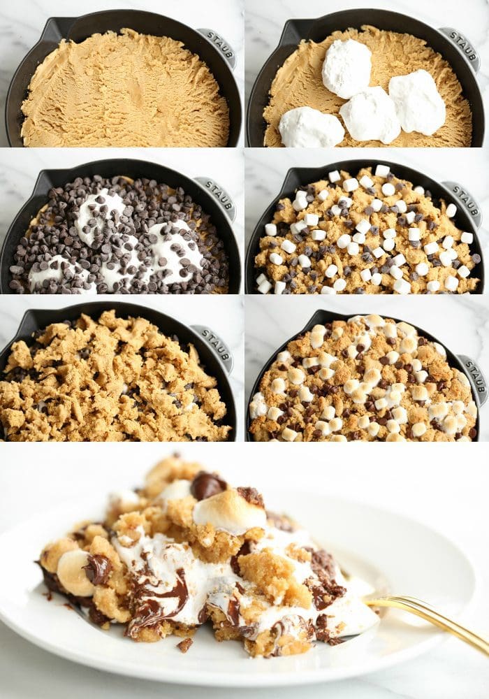 peanut butter s'mores pie in a skillet - crazy good dessert recipe