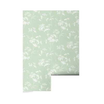 green and white floral wallpaper