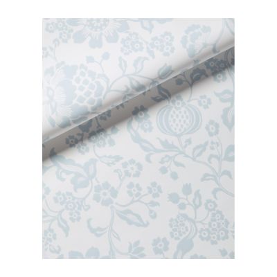 blue floral powder room wallpaper