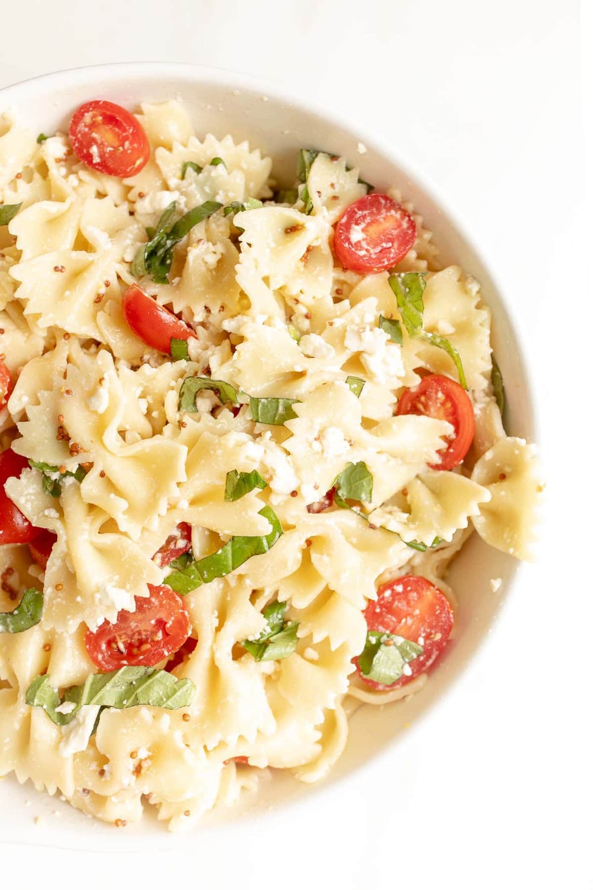 pretty bowtie pasta salad with pasta salad dressing