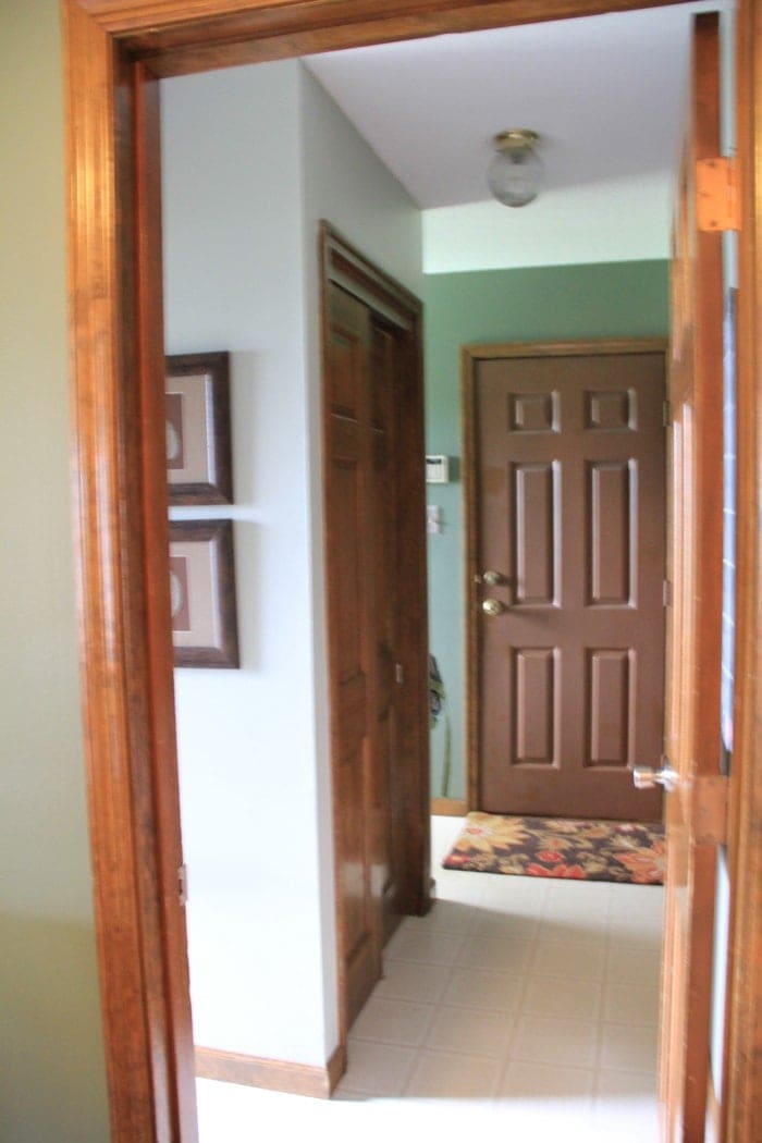 A dated mudroom in a 70s home