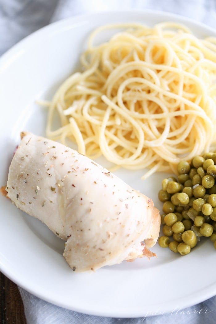 An easy, crowd pleasing 10 minute dinner - Prosciutto and Fontina Stuffed Chicken Breasts