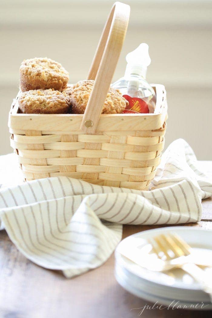 Apple Cobbler Muffins in a basket