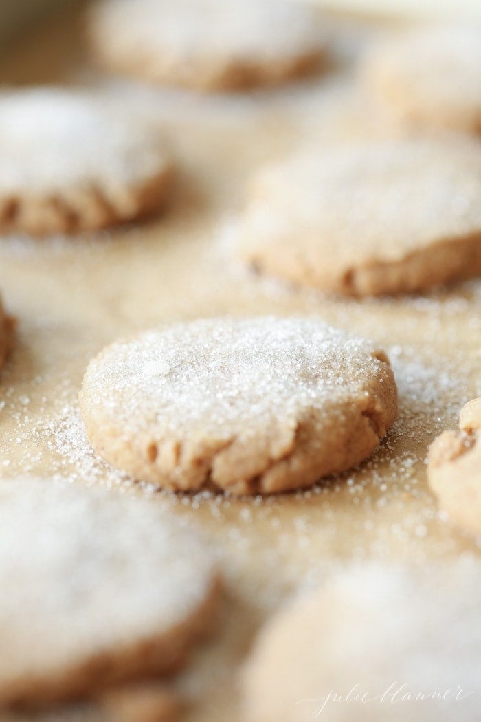 A sugar and spiced shortbread cookie topped with sugar