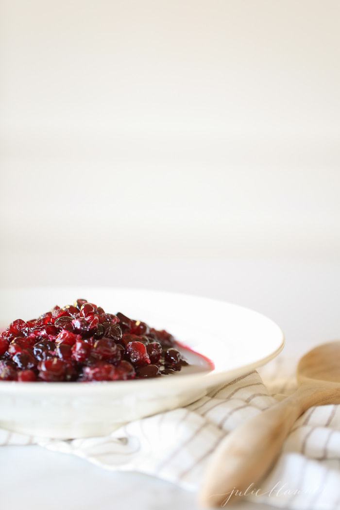 cranberry sauce with port served in a white bowl