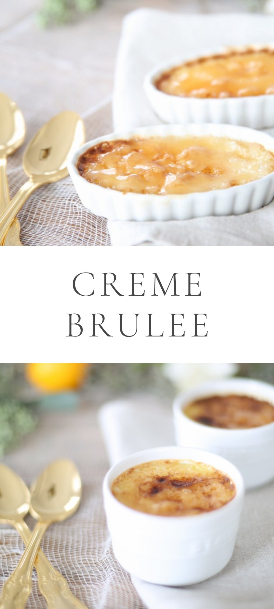 creme brûlée in white jars