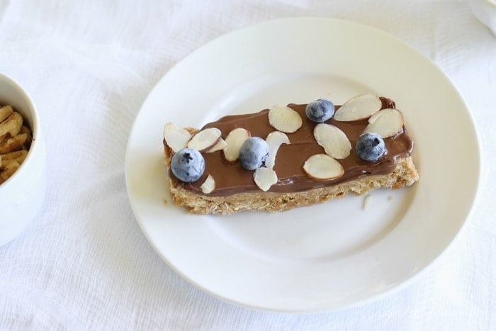 A breakfast bar served on a white plate