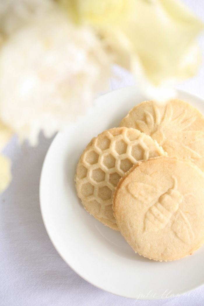 honey comb stamped lemon shortbread cookie recipe