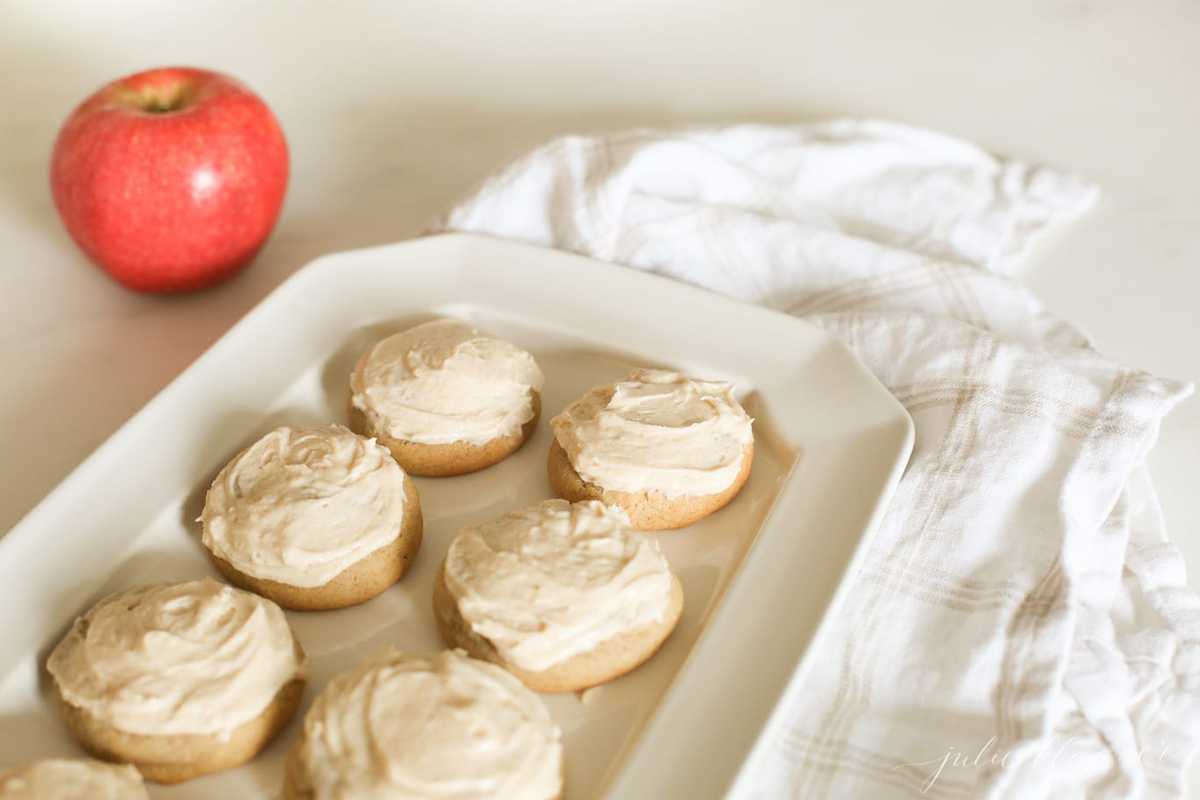 frosted apple butter sugar cookies ready to eat