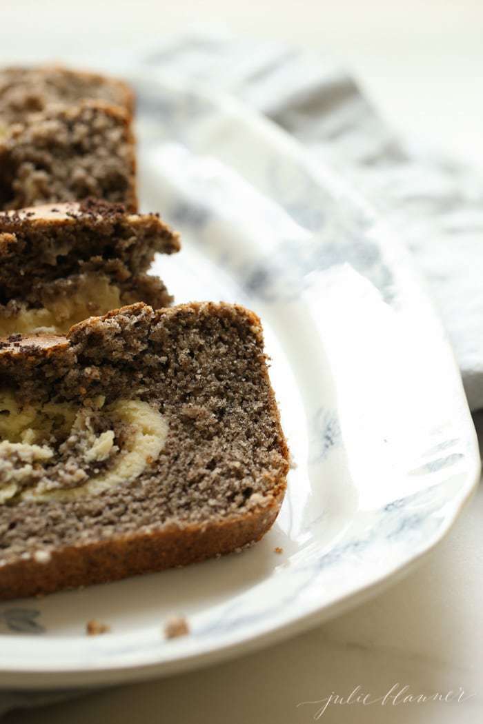 cookies and cream bread slices on platter