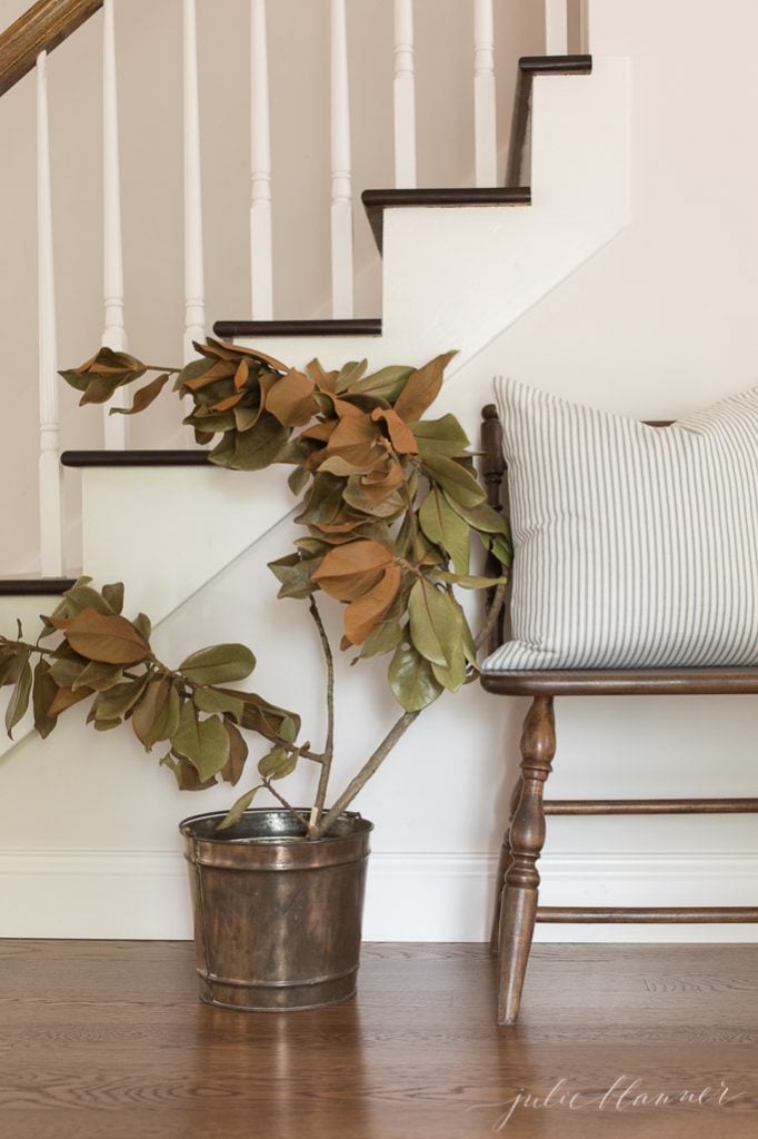 decorating for fall with dried flowers and branches