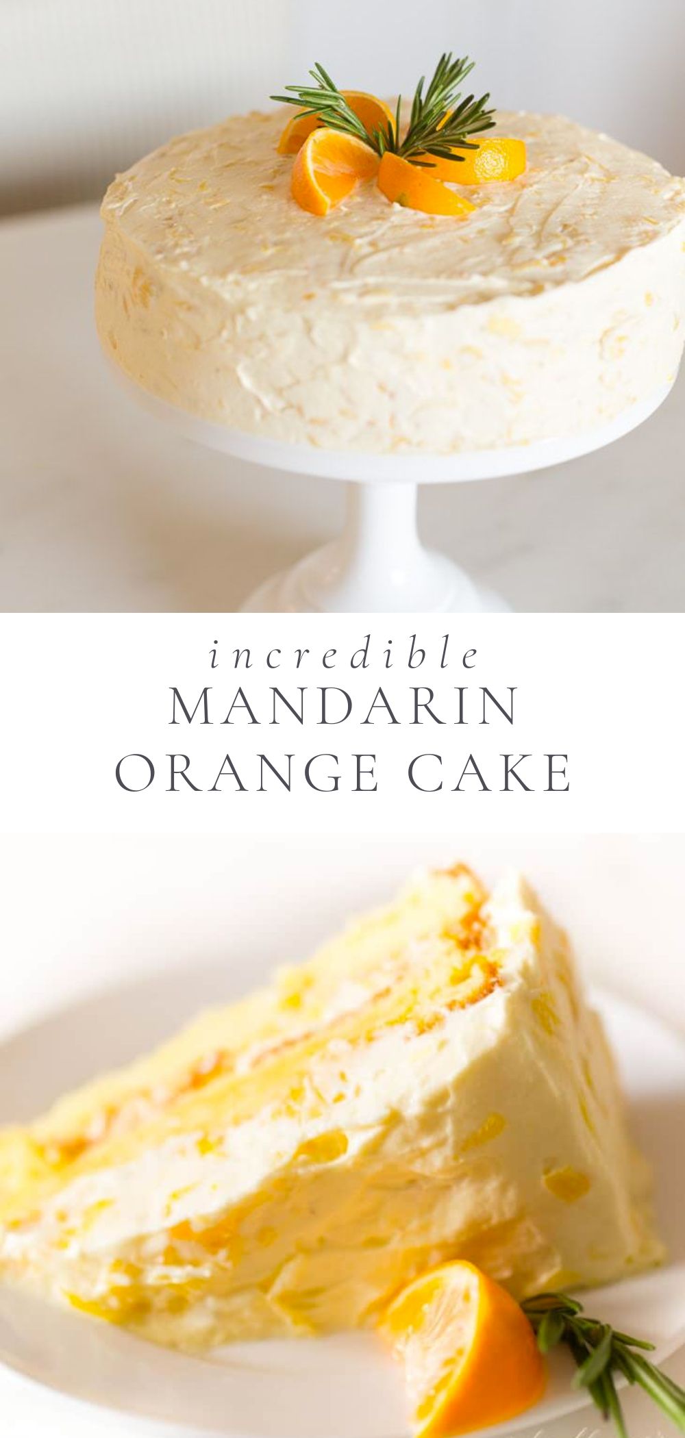 mandarin orange cake on plate with mandarins