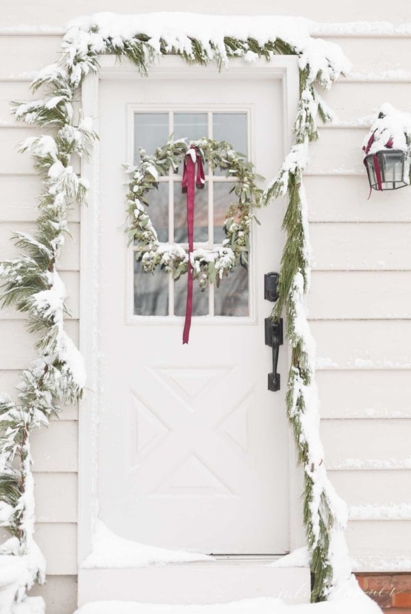 snowy christmas door decorations