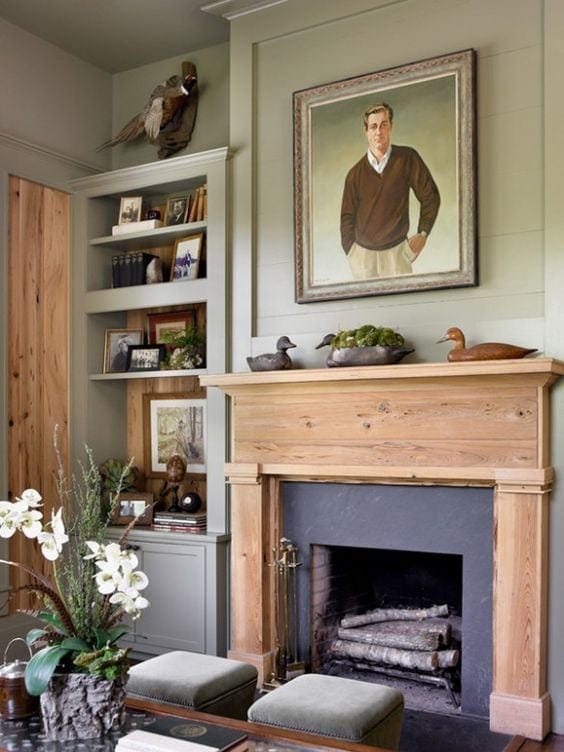 melanie davis design wood mantel for gentleman's house