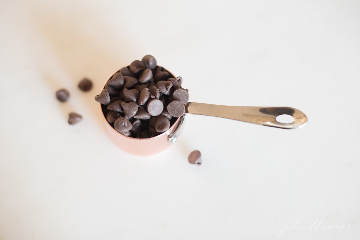 chocolate chips in measuring cup