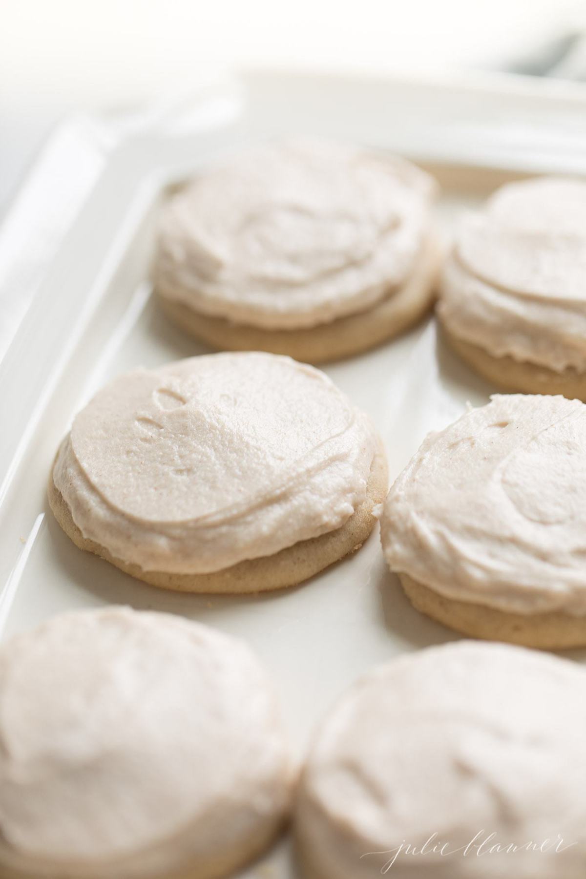 Cookies topped with cinnamon frosting