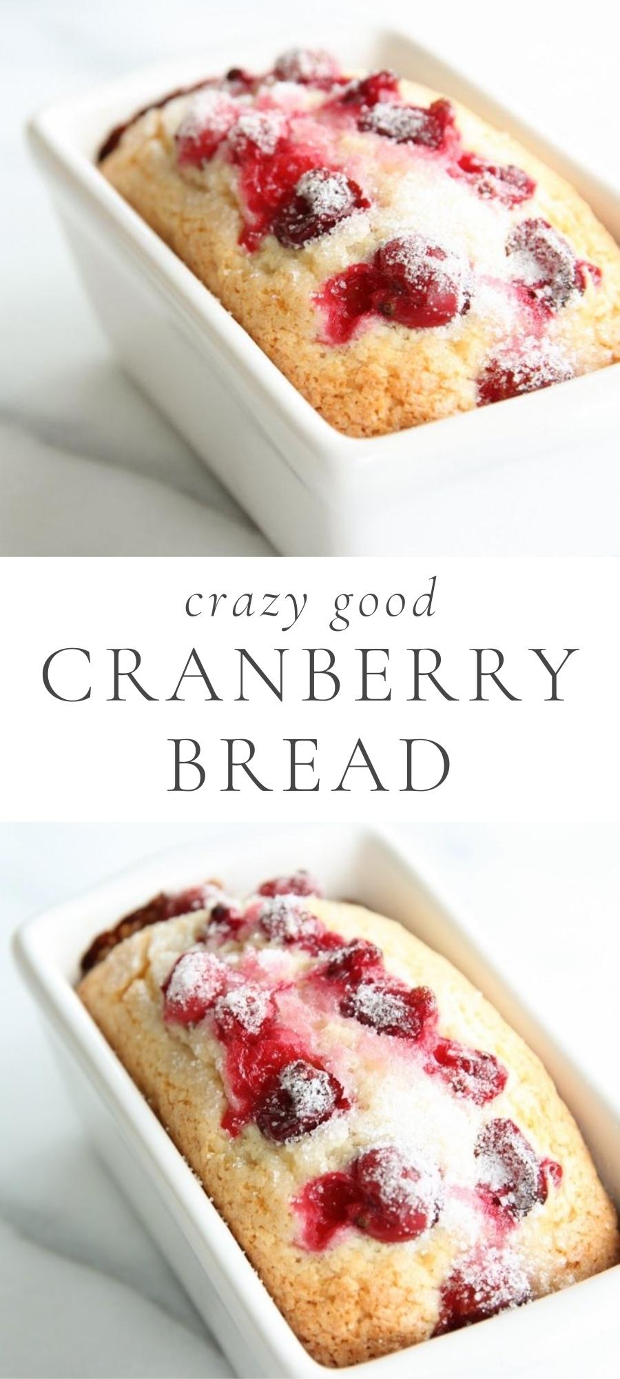 cranberry bread in white baking plate