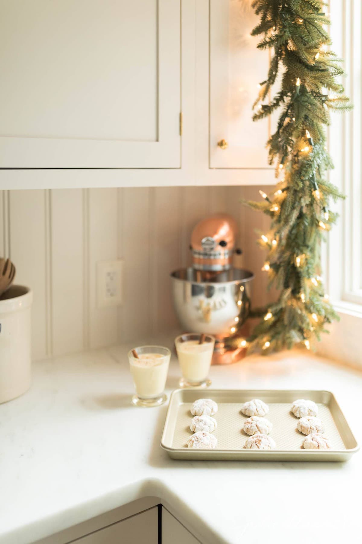 eggnog cookies on a baking sheet